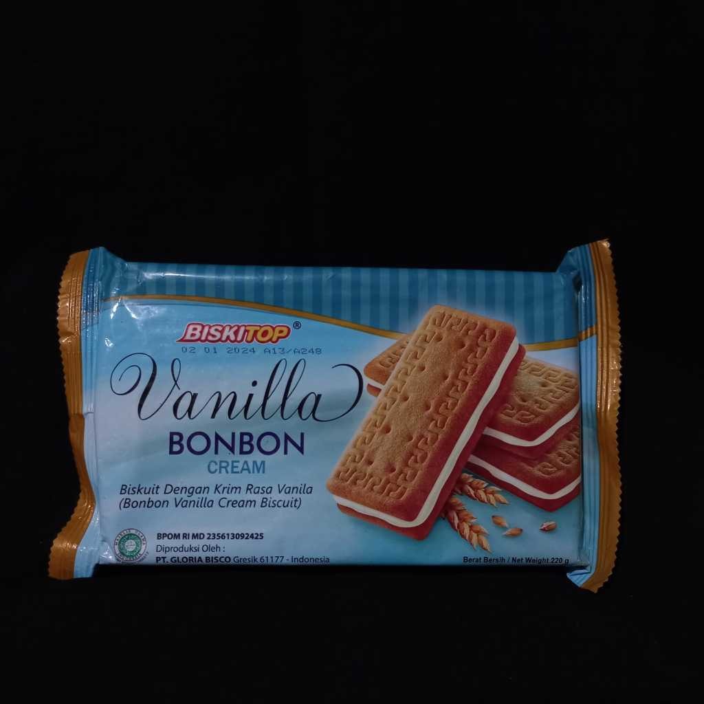 

Dapur Joglo Biskitop Bonbon Vanilla 200G 1 Dus Isi 21 Pcs