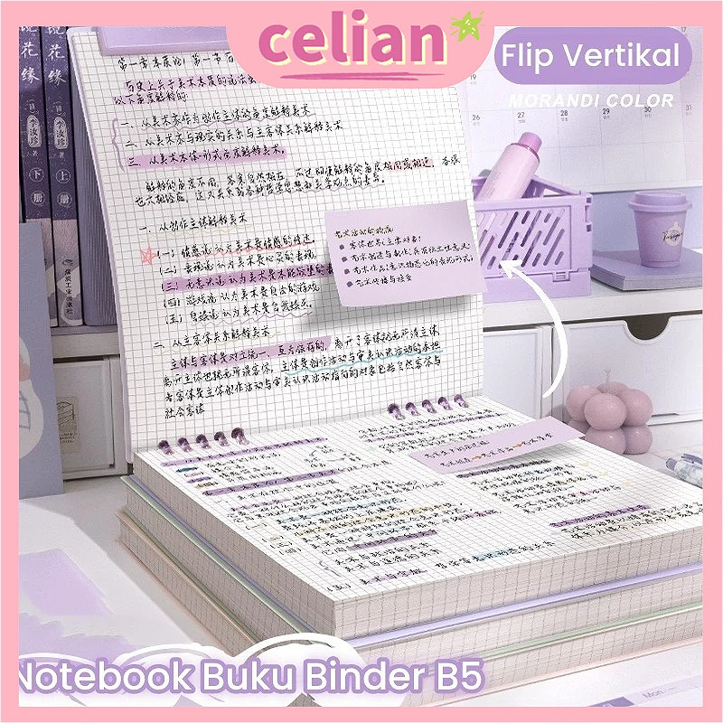 

UM1 [Beli 4 gratis 1]Notebook Buku B5 Binder Flip Vertikal/ Buku Binder B5 /Tulis Sekolah Lucu Buku