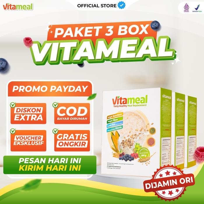 

EatFr3sh- [3 BOX] SEREAL VITAMEAL Nutrisi Sehat, Pengganti Makan Rendah Gula Membantu Masalah Gula
