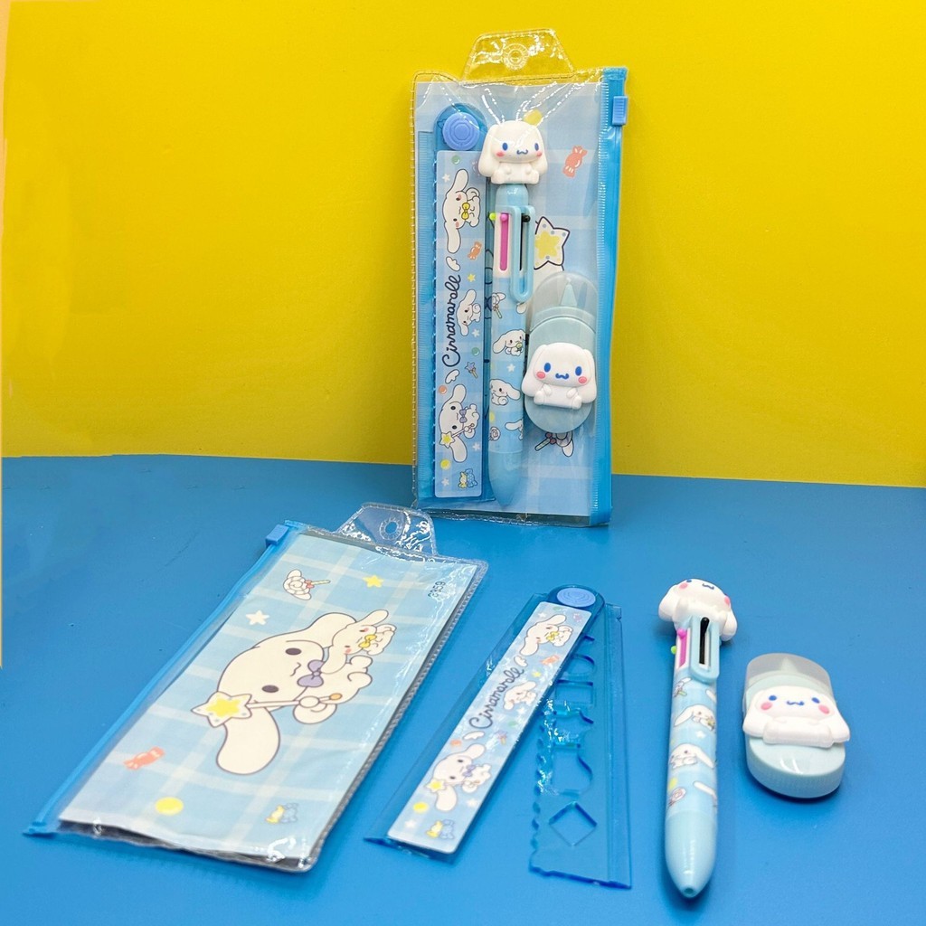 

UM1 SET ALAT TULIS 4IN1 SANRIO / SET ALAT TULIS ANAK SEKOAL PULPEN POUCH PENGGARIS TIP EX