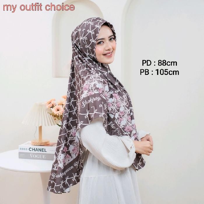 syukron- Bergo Printing Motif XL Hijab Instan non pet pad Jersey Premium Jumbo Syari Khimar