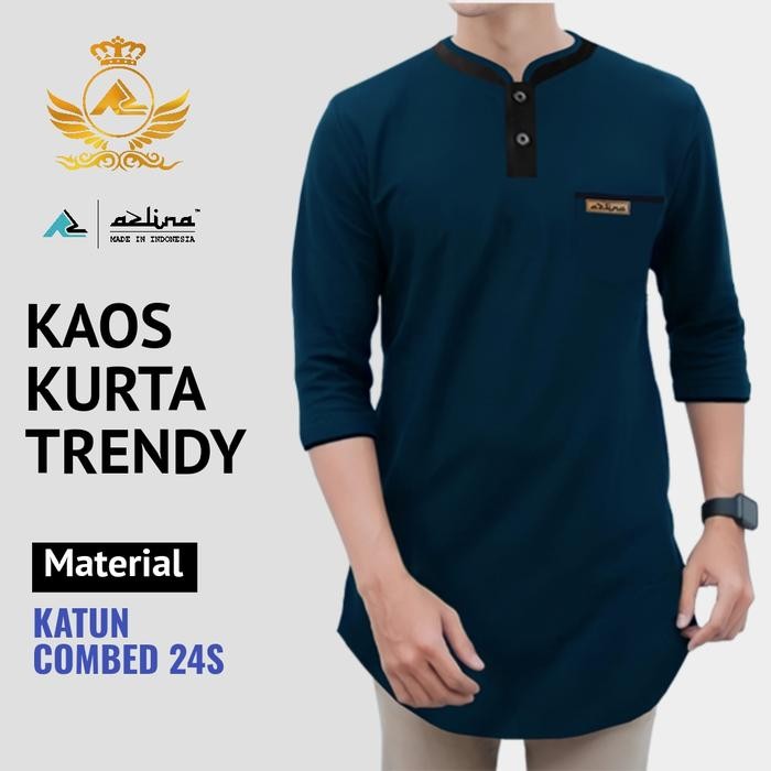 Zuhud- Baju Kaos kurta dewasa model koko kaos Kerah shanghai pria dewasa outfit muslim masa kini