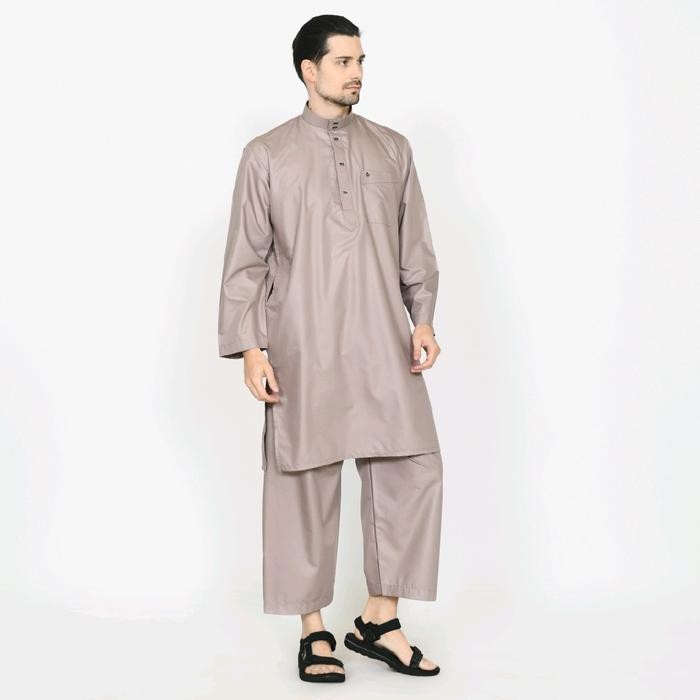 Zuhud- Setelan Kurta Polos Dewasa lengan panjang non manset Pria ALWAAN attalwin jubah Koko Gamis