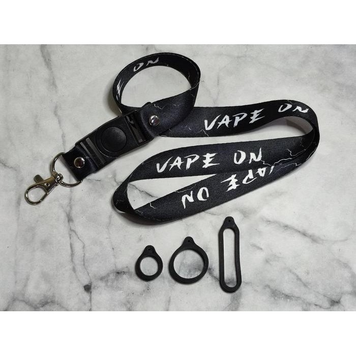 

No.OneBest- Lanyard Vape On Hitam FREE 3 Pcs Karet Oring / Gantungan Tali Pods