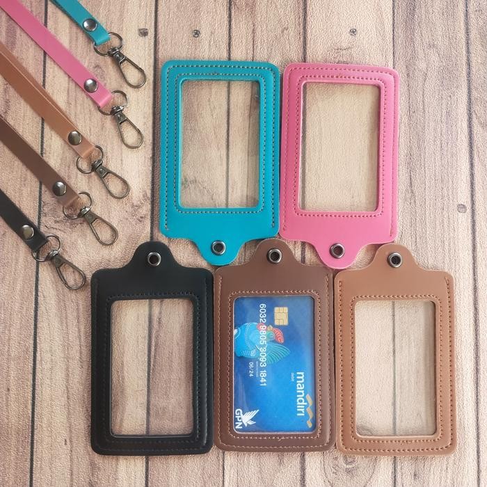 

No.OneBest- Lanyard ID Card Holder Mika Bolak Balik ID Card Name Tag Kulit NTS037