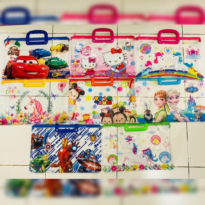 

No.OneBest- Map School Bag Resleting FANCY Lucu Map Zipper Bening F4