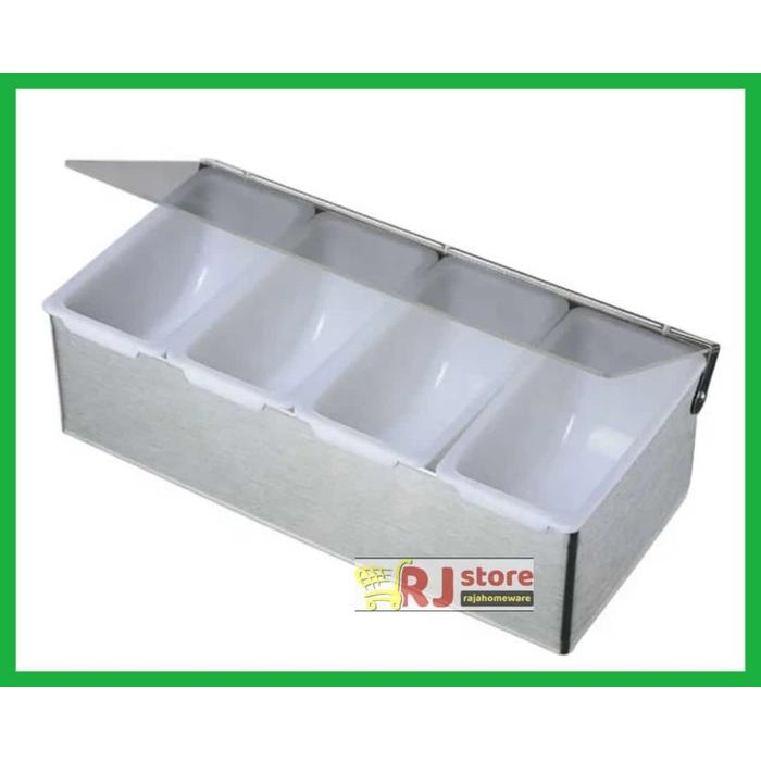 NEW PRODUK FLAVORING BOX CONDIMENT HOLDER TEMPAT BUMBU RESTORAN 4 SEKAT SXK