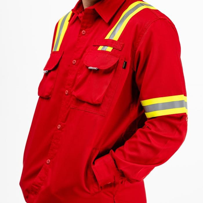 Promo Engineer Workwear - Logging Red - Wearpack/Kemeja Panjang / Kemeja Kerja Lapangan By Engineer