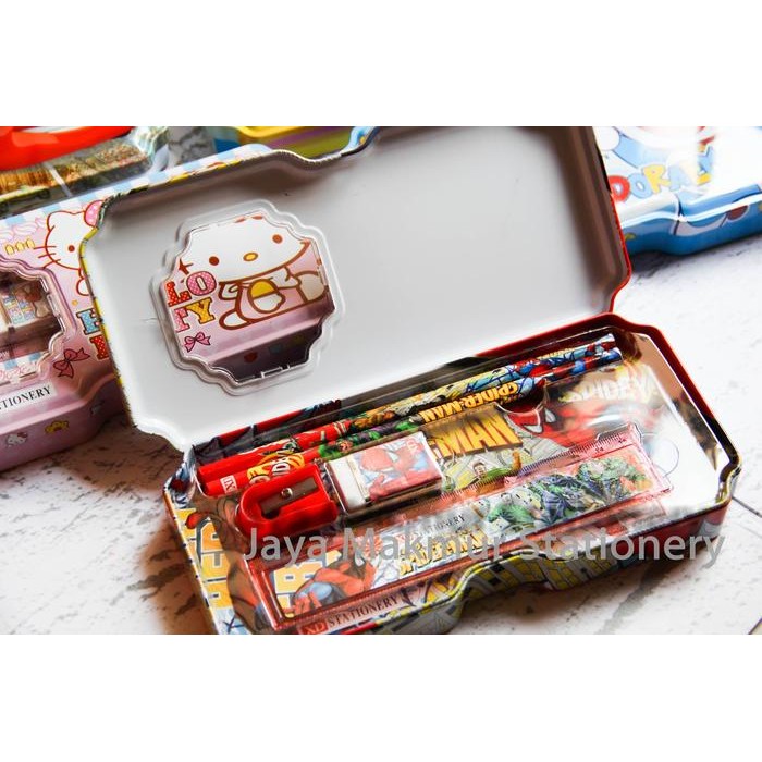 

STOK READY.! KOTAK PENSIL KALENG SET STATIONERY XD-9527D