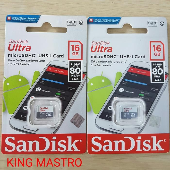 

LANGSUNG DI CO SANDISK ULTRA MICROSDHC UHS-I CARD (MEMORI HP) 16GB