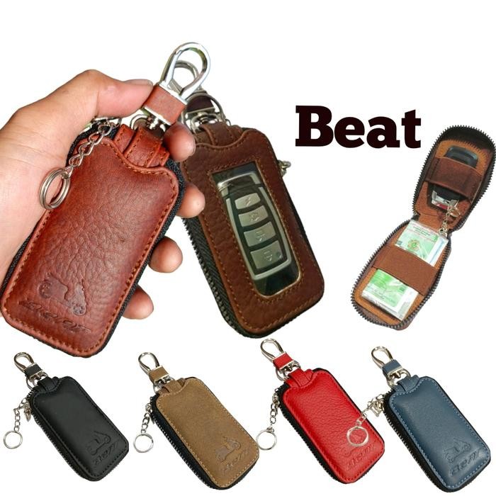 PREMIUM Gantungan kunci motor Keyless Honda Beat kulit asli Dompet stnk