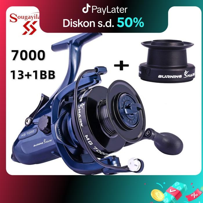 Sougayilang reel pancing 7000 Spinning Reel 13+1BB Casting Sea Fishing Reel Feeder Carp Reels
