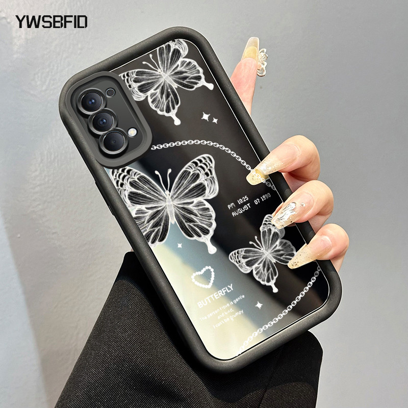 YWSBFID Casing Hp OPPO Reno 4 4G Reno4 Reno 4 5G A94 F19 Pro Reno 5F Reno 5 Lite Case Casing cermin 
