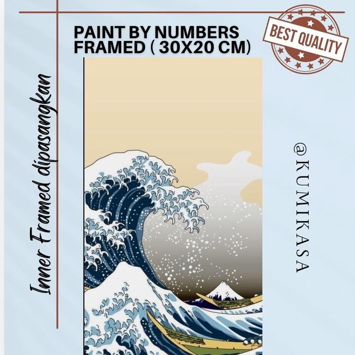 

Diy Painting By Number 30X20Cm Kerajinan Tangan - Japan Kanagawa Waves