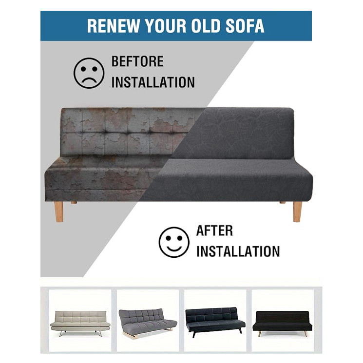 LANMOLIFE Jacquard Armless Sofa Bed Cover For Folding Sofa Bed Stretch Futon Sofa Covers Home Decor