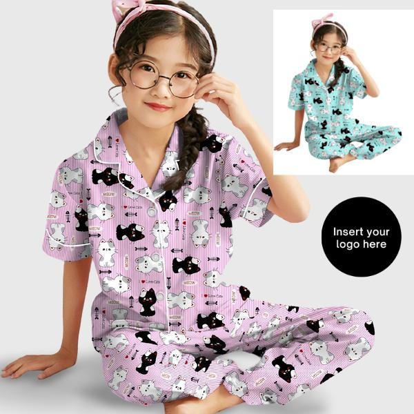 BAJU TIDUR PIYAMA ANAK PEREMPUAN 3-10 TAHUN/ MOTIP TERBARU BTS 21