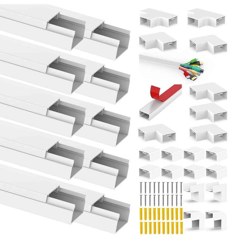 Self-Adhesive Cable Duct, Tv Cable Duct, Tv Cable Organiser, 10 Pieces X 0.4 M, Cable Duct For