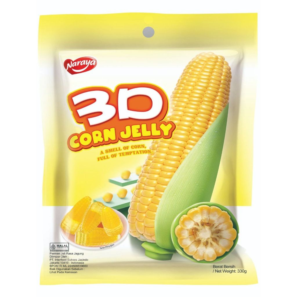 

Naraya 3D Corn Jelly Candy Permen Lunak Jelly Jagung Manis Kemasan 330g