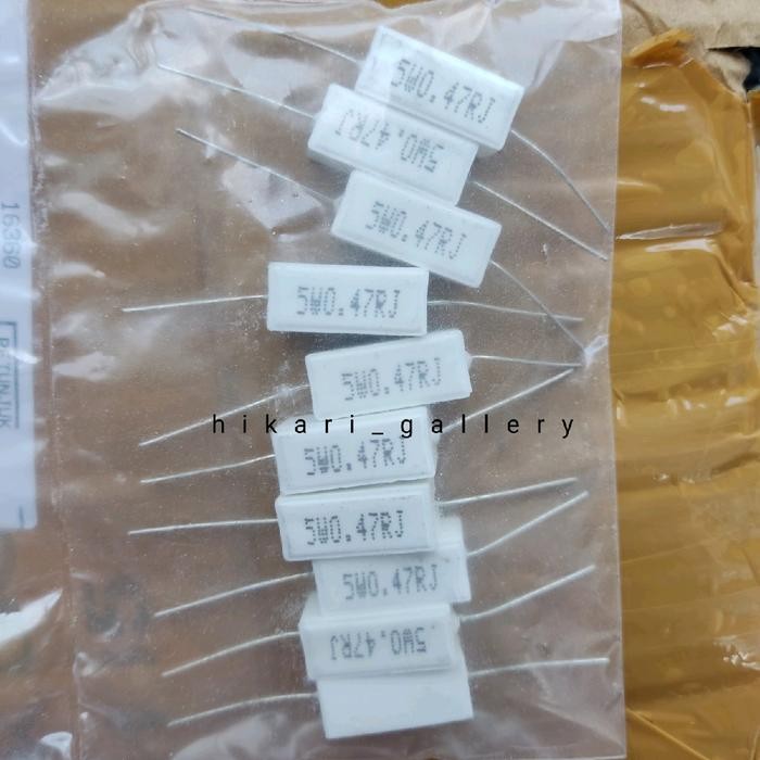 Sukkiystrore [10 Pcs] Resistor Kapur 5 Watt 0.47 Ohm / Resistor Kapur 0,47Ohm 5W / Resistor 5Watt