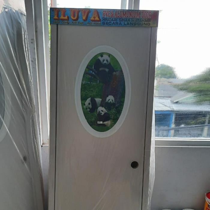 Pintu kamar mandi PVC Cern oval warna putih