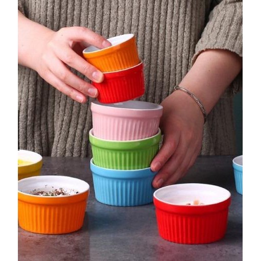 BnYkPilih- Ramekin Keramik / Mangkok Keramik Ceramic Tahan Panas Oven Safe 8 Cm