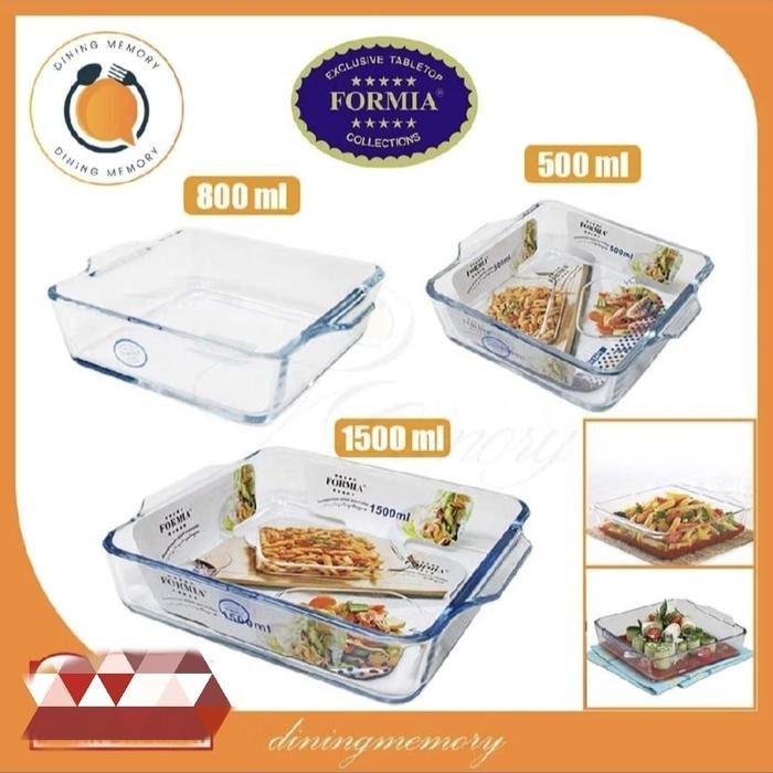 BnYkPilih- Wadah Saji Kaca 800Ml Merk Formia - Bake & Serve Square Dish