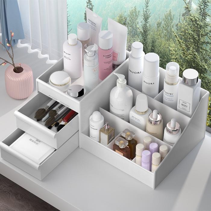 BnYkPilih- Rak Kosmetik Drawer 2 Laci Multifungsi Kotak Penyimpanan Makeup Cosmetic
