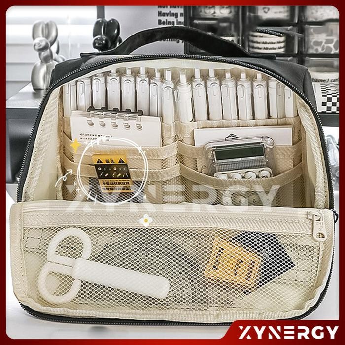 

Ready- Tempat Pensil Kanvas Kapasitas Besar Zhibige Model Tas Penyimpanan Alat Tulis Multifungsi