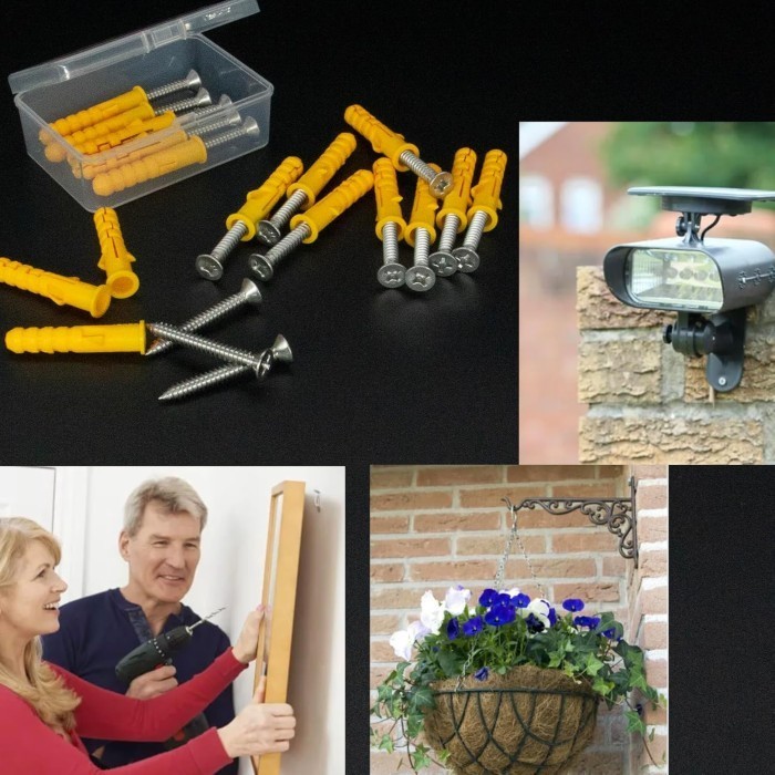 Dexie_Store 50Set Fiser M8 Sekrup Gantungan Tembok Fiser M8X60Mm Kuningsekrup Dinding Tembok Angkur