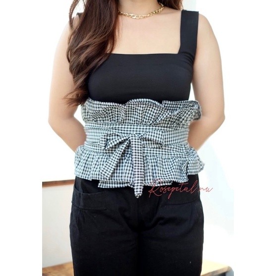 obi ruffle tartan / obi belt ruffle k / obi ruffle cube / ikat pinggang obi k tartan