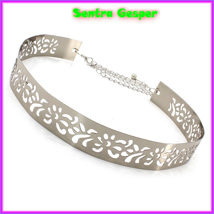 Belt Gesper Ikat Pinggang Sabuk Wanita Rantai Fashion Korea Cewek Obi Ring GOLD per Kekinian Besar