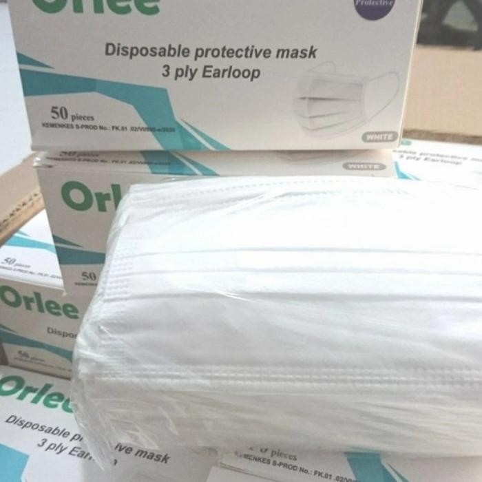 Masker 3 ply 3ply earloop headloop hijab orlee masker medis isi 50pcs