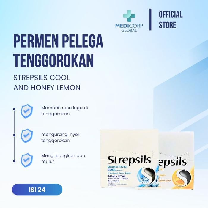 

Strepsils lozenges permen batuk sakit tenggorokan sore throat isi 24