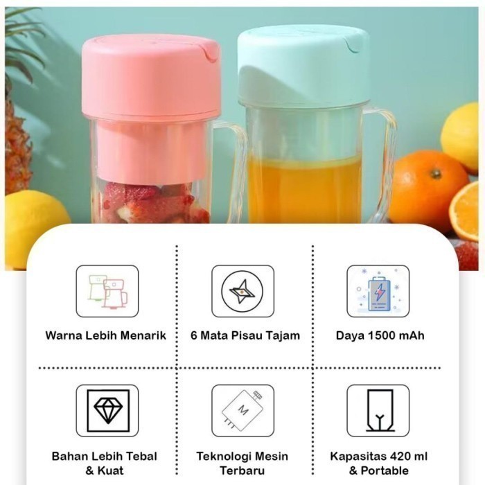 Mason Juicer Blender Glass Portabel 340ml Blender Unik Juicer Mini