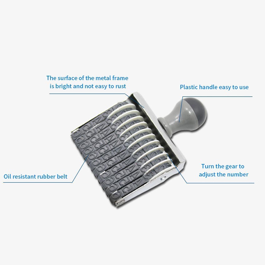 Purvisco - 12 Digits Stempel Manual Huruf Angka Nomor 0-9 ukuran 4.5mm Stempel LUNAS + Tanggal Date