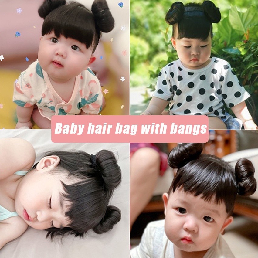 Purvisco - Baby Wig Korea Poni Pita Cepol Kanan-Kiri Lucu / Wig Kepang Hairband Wig Untuk Anak Bayi