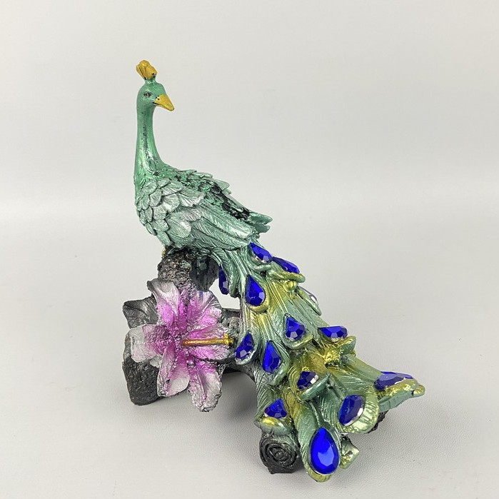 Pajangan Burung Merak Bahan Resin Hiasan Meja Patung Merak