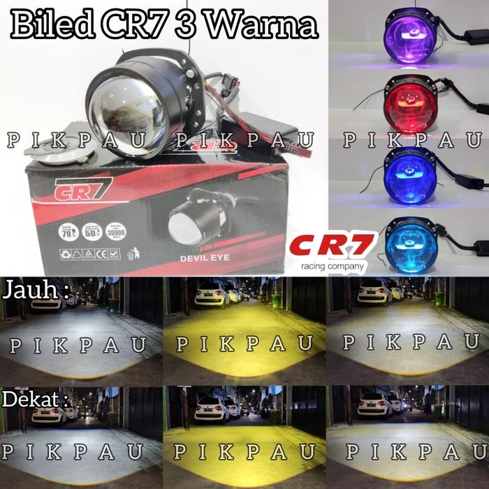 Cr7 Lampu Utama Biled Projector 2,5Inch 3 Warna All Weather Flat Cut