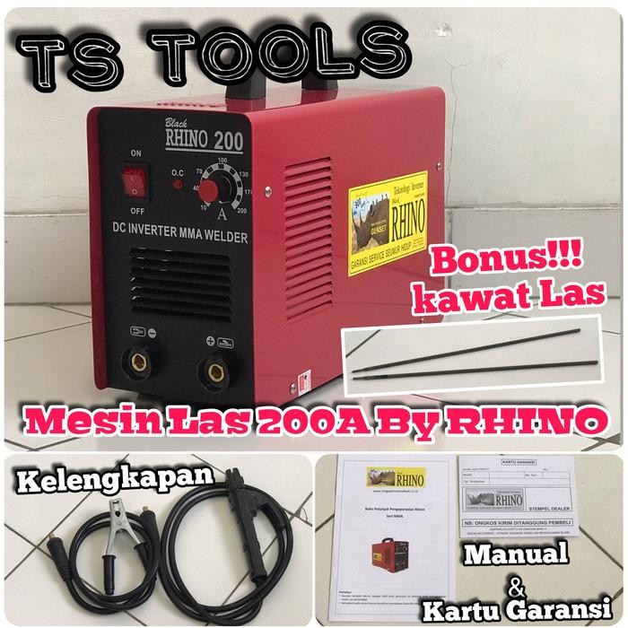 Mesin Las MMA Trafo Inverter Rhino 200A / Rhino 200 A