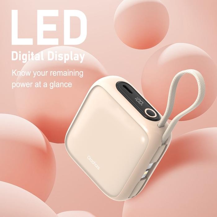 Asli.. Orashare Pcm10 10000Mah Super Mini Powerbank Kabel Bawaan 22,5W Pengisian Super Cepat Mini