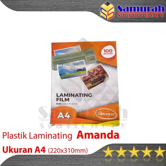 

SendToday- Plastik Laminating Film A4 Amanda 100 Micron - Isi 100 Lembar 220 X 310 Mm / Per Pak