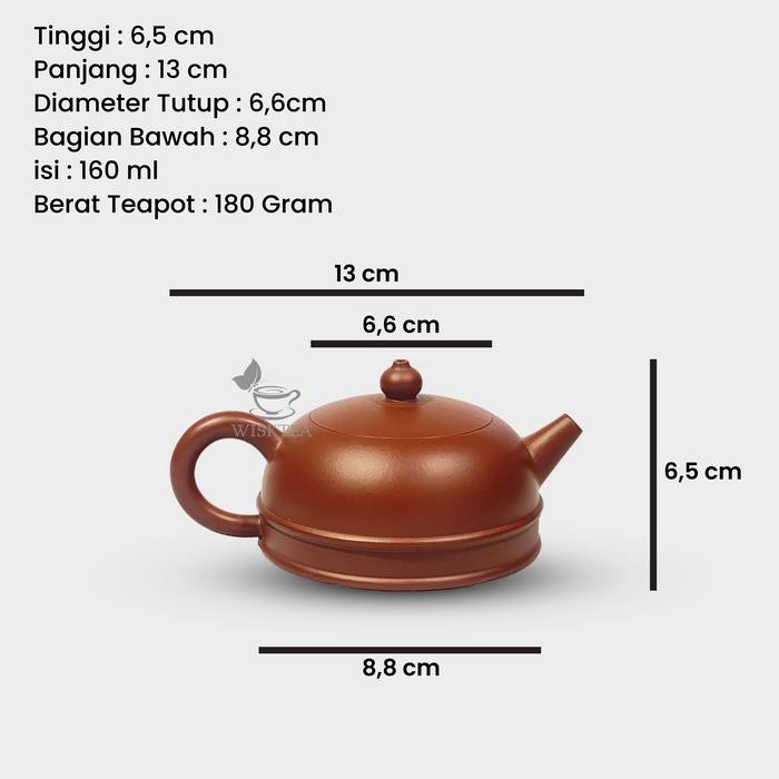 Wisktea Yixing Zhuni (Red) Clay Teapot / Teko Tanah Liat No.6