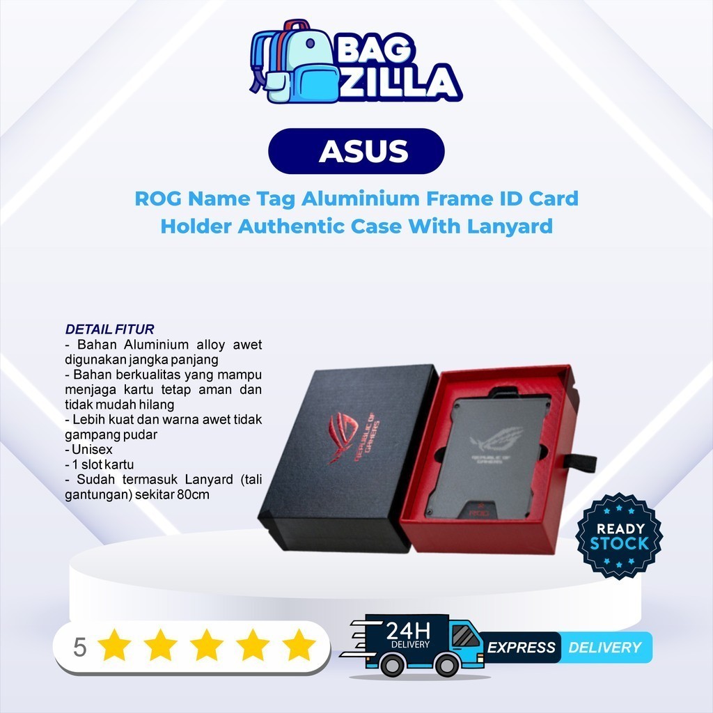 

ROG Name Tag Aluminium Frame ID Holder Authentic Case With Lanyard