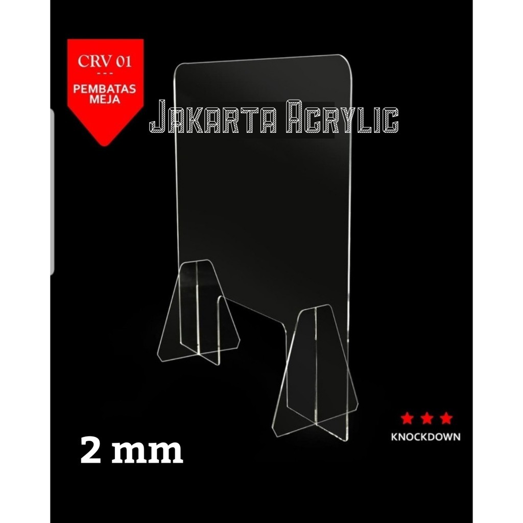 Partisi Acrylic 2mm 150x60cm Sekat Meja Akrilik Pembatas