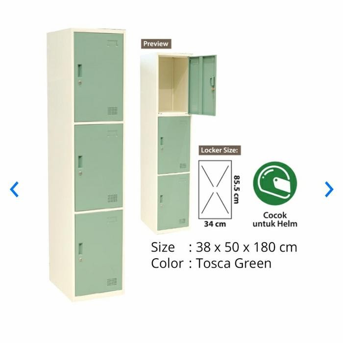 

LANGSUNG DIPROSES Krisbow loker 3 pintu - hijau tosca