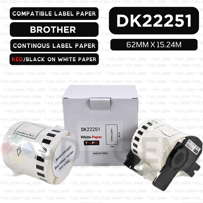 

COMPATIBLE LABEL PAPER BROTHER DK-22251 - 62MM X 15.24M - QL-1050 QL-1060N QL-1100 QL-1110NWB