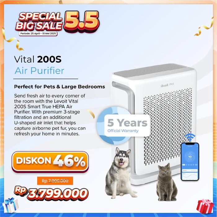 Levoit Vital 200S Pet Care Air Purifier HEPA H13 35m² Smart WiFi