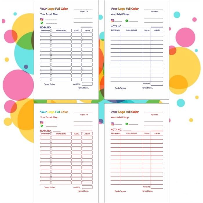 

Ready- Cetak Nota Bon 2 Rangkap/Ply Warna Full Color
