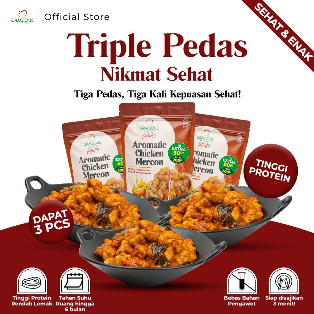 

Gracious Triple Pedas Nikmat Sehat 3 Pcs Aromatic Chicken Mercon Sopan