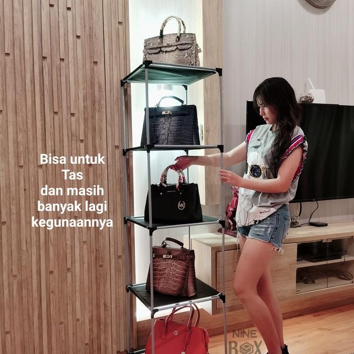 rak tas/tempat tas/rak helm/tempat helm/rak besi 5 susun nine box